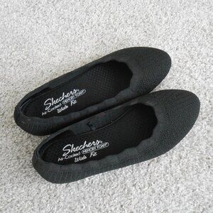 Skechers Women' Air Cooled Black Memory Foam Wide Fit Slip-on Shoes Size 5.5 W